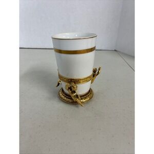 Vintage Stylebuilt NY 24K‎ Gold Plated Cherub Porcelain Tumbler Cup Regency